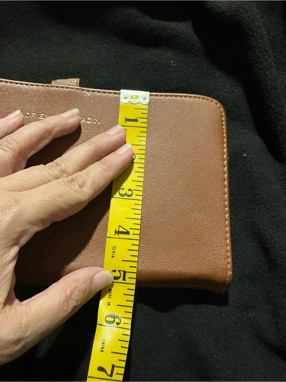 Adrienne Vittadini Brown Faux Leather Wristlet Clutch